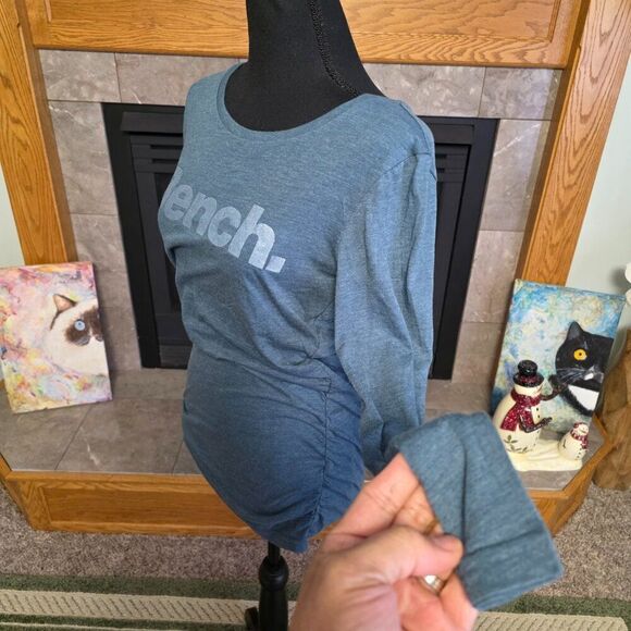 Bench Urban Wear Womens Scoop neck long sleeve Size small Blue NWT Reflective Lo - Picture 1 of 6